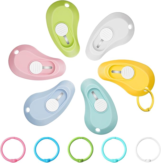 6 Pieces Mini Keychain Box Cutter Small Cute Utility Knife Box Cutter by Lanties