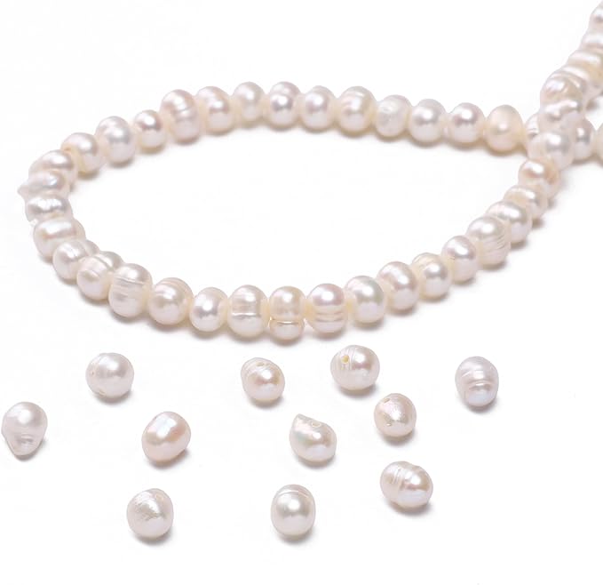 Natural Pearl Beads Potato 5-6mm White Freshwater Cultured Loose Gemstone Beads for DIY Jewelry Making 13.8''/Strand HQ