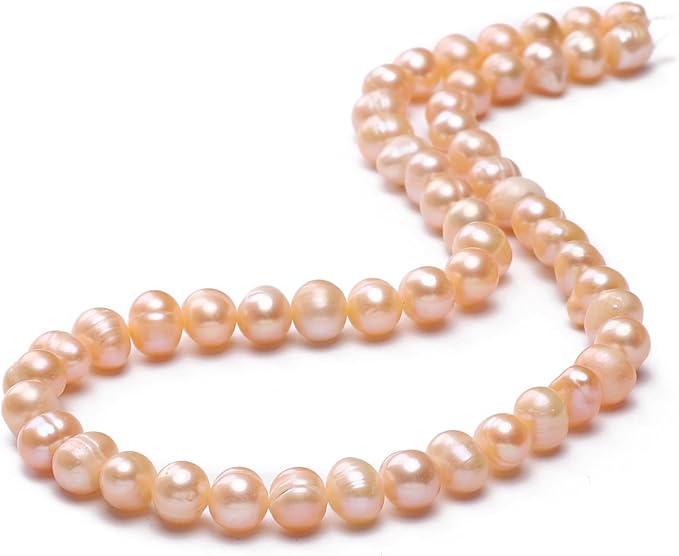 Natural Pearl Beads Potato 7-8mm Pink Freshwater Cultured Loose Gemstone Beads for DIY Jewelry Making 13.8''/Strand HQ