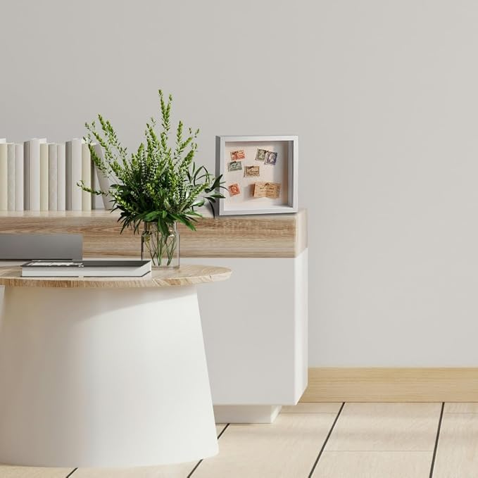 White 5x5 Shadow Box Display Frame, Premium Linen Backboard and Included - Image 4
