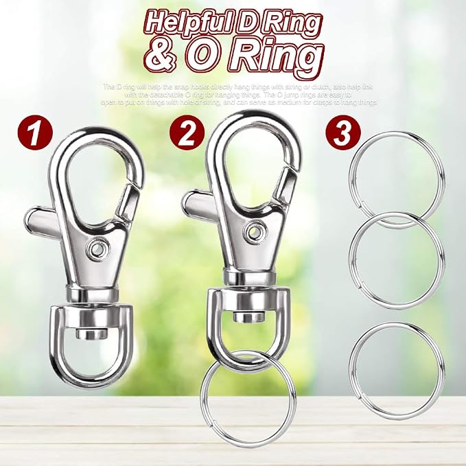 LEOBRO 160PCS Lobster Claw Clasps and Key Rings, Keychain Making Kit, Key Chain - Image 5