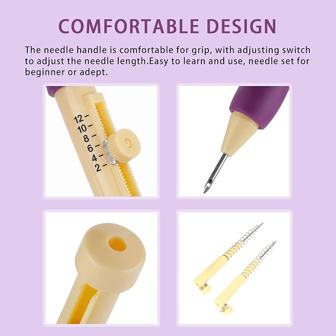 Needle Punch Kit, Adjustable Needle Length Embroidery Needle Punch - Image 5