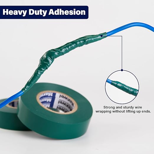 Green Electrical Tape PVC Vinyl - 2 Pack 3/4 In 60 Ft Heavy Duty Premium Electric Tape Flame Retardant Waterproof Strong Adhesive For Professional Grade General Purpose Home Vehicle Wiring Insulating