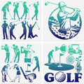 4Pcs Golfer Stencils for Painting, 11.8"x11.8" Reusable Play Golf Stencil by Doodlream