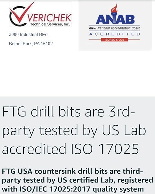 FTG USA Adjustable Wood Countersink Drill Bit Set 6 Sizes Set with Tapered Drill Bit for Woodworking