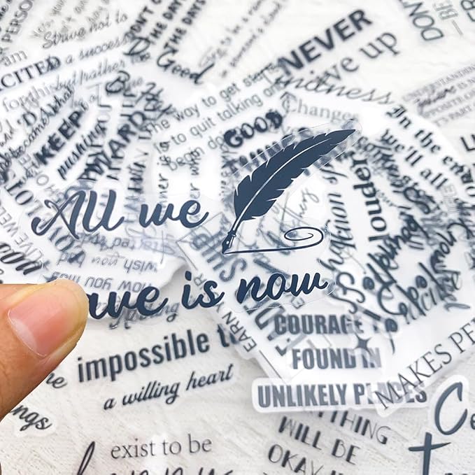 50Pcs Motivational Transparent Quote Stickers - Image 3