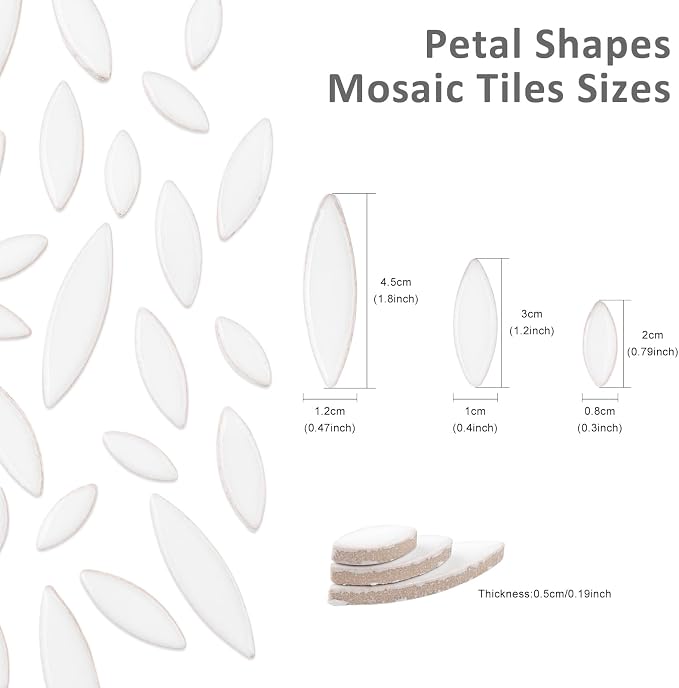 Artspac White Petal Ceramic Mosaic Tiles - Image 5