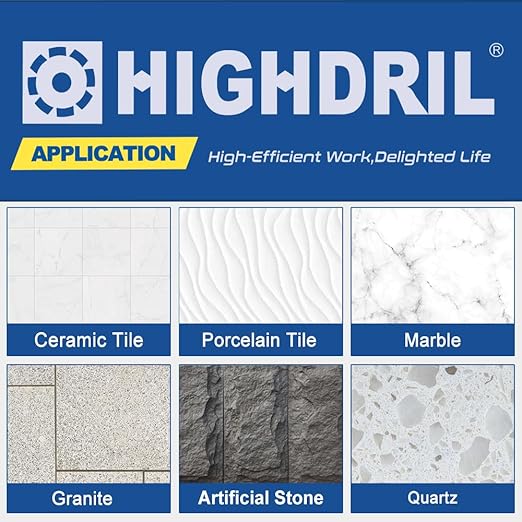HIGHDRIL Diamond Drill Bits Kit - 6/6/25/35/100mm/50mm Finger Bit+50mm Chamfer Bit with 5/8-11 Thread for Porcelain Ceramic Tile Granite Marble Brick