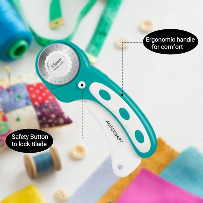 45mm Rotary Cutter and Mat Set, Fabric Cutter Wheel and 12x18 Inch Self Healing - Image 4