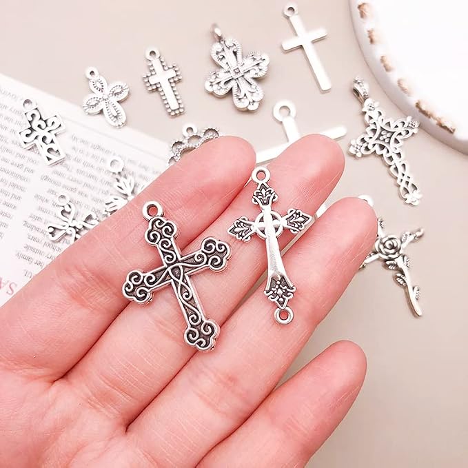 WOCRAFT 120pcs Antique Silver Cross Charms - Image 5