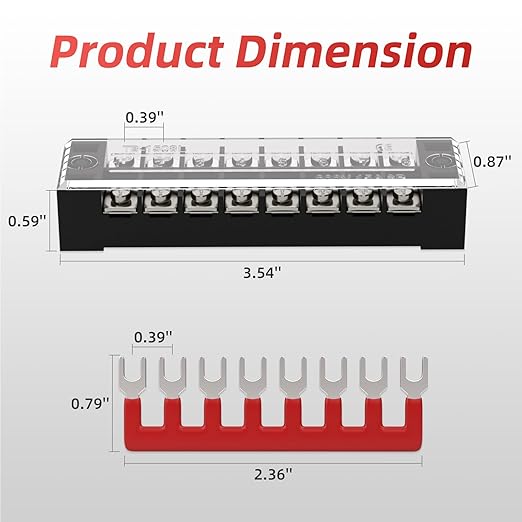 APIELE 15A Screw Terminal Block 8 Position Dual Row Covered 8 Position Pre-Insulated Terminal Barrier Strips (15A 6PCS 8P+6PCS Wiring Strips)