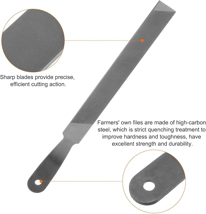 HARFINGTON Farmers Own Files 8 Inch High Carbon Steel Single Cut Flat Hand Rasp File for Deburring and Removing Material