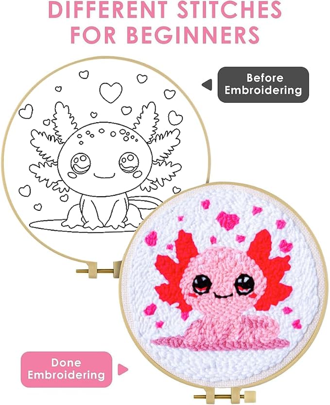 TCDZMYGS Salamander Punch Needle Kits, Cute Axolotl Punch Needle Kits - Image 3