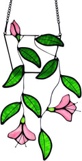 Plants Flower Stained Glass Window Hanging, Artificial Plants Sun Catchers by Handcraftedstainedglassgifts