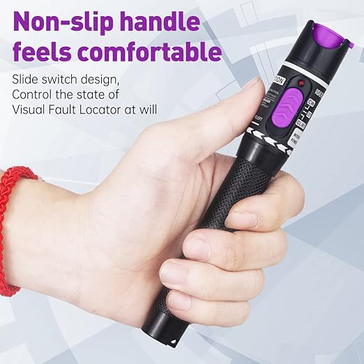 Moocci Visual Fault Locator - VFL Fiber Optic Cable Tester Meter Kit with FC Male to LC Female Adapter - Fiber Optic Tools Source Tester Detector for LC/FC/SC/ST, Network Cable Test