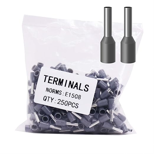 Fidioto AWG16 Wire Ferrules Terminals, 250pcs AWG16 Terminal Connector Wire Insulated Cord Pin Ends Terminals for Electric, Industrial, Chemical Industry, Power Control System, etc.