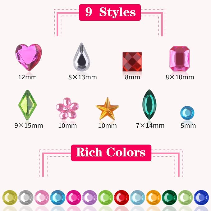 407pcs Gem Stickers Crafts for Kids, Self Adhesive Jewel Stickers, Acrylic - Image 2