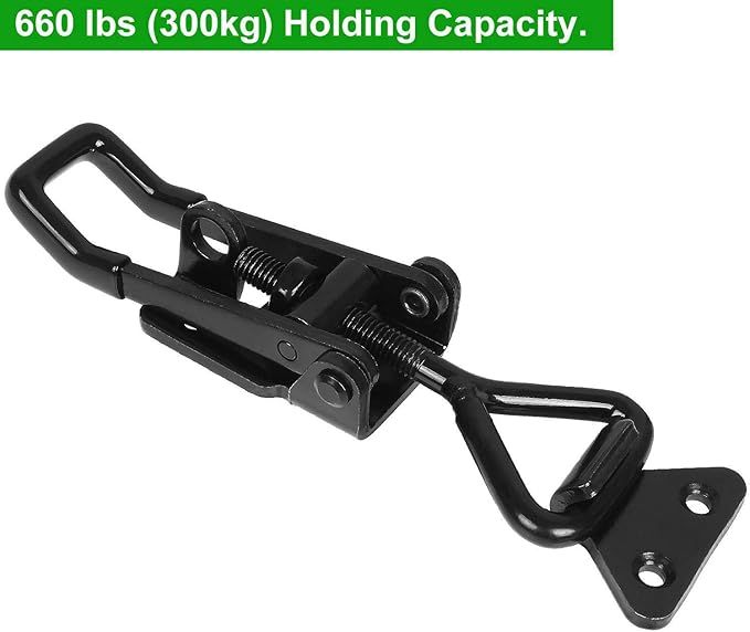 4PCS Toggle Latch Clamp 660 lbs Adjustable Toggle Latch Black Toggle Clamp GH-4003 Lockable Quick Release Pull Latch Hasp Metal Draw Latch for Door, Box Case Trunk, Smoker Door, Jig