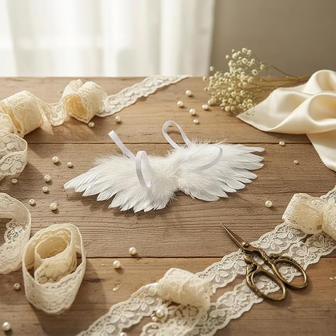 1 Pc White Mini Black and White Angel Feather Wings Doll Feather Wings - Image 7