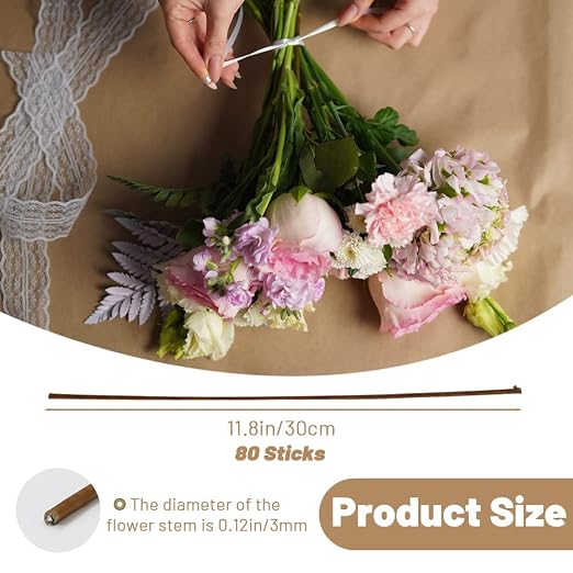 80Pcs Floral Wire, 30cm/11.8in Length 3mm/0.12in Diameter Floral Stems - Image 2