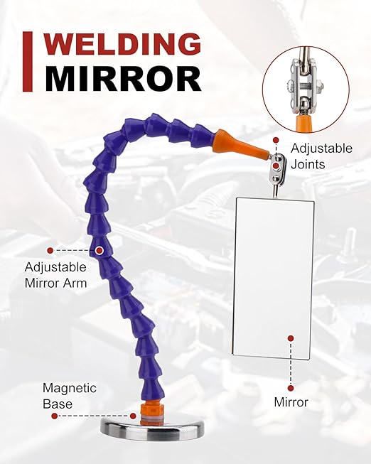 Inspection Mirrors Welding Mechanic Mirror with Magnetic Base Adjustable Arm Machine Tool for Technicians Auto Mechanics for Use in Confined Spaces