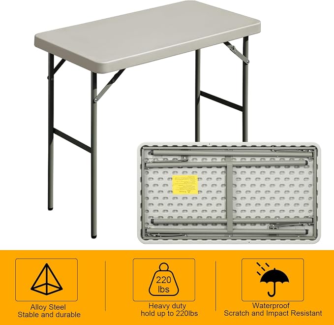 Folding Table 2.7ft Rectangular All-Occasion Plastic Folding Event Table - Image 5