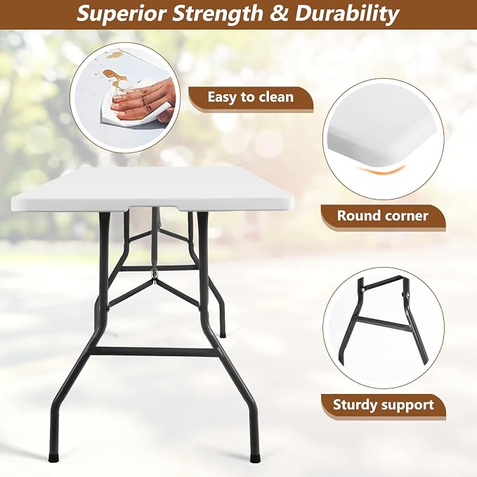 FDW 8FT Folding Table Half Portable Foldable Table Picnic Table - Image 5