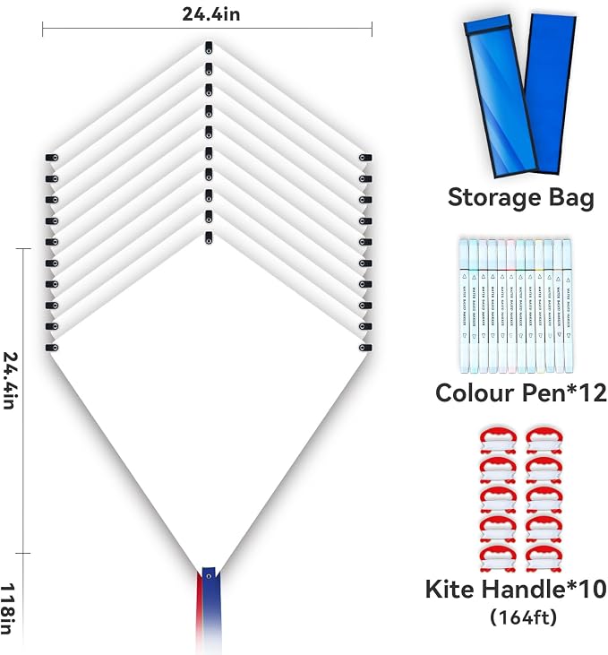Ultimate Creative Kite Set: 10 Blank White Diamond Kites - Image 2