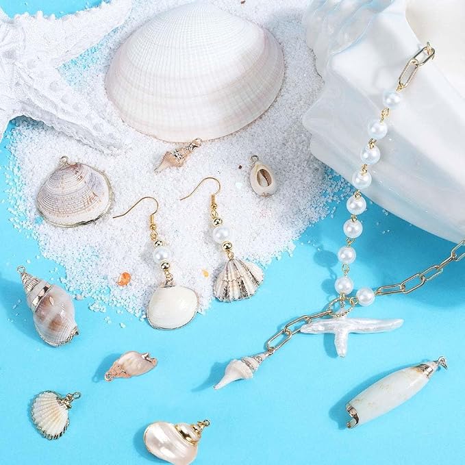 SUNNYCLUE 1 Box 20Pcs 10 Styles Seashell Charms Bulk Sea Shell Charms Large - Image 3