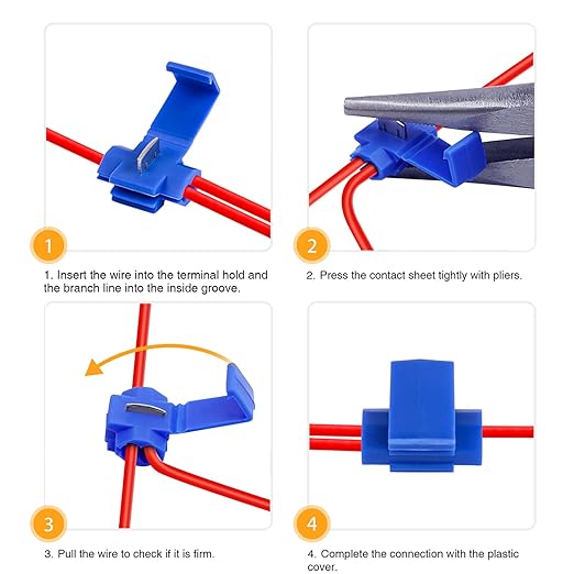Nilight 100PCS Quick Splice Solderless Wire and T-Tap Electrical Connectors 22-18 18-14 12-10 AWG T Tap Insulated Terminal Assortment Kit