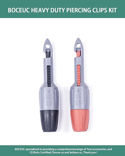 Insulation Piercing Clips Set Heavy Duty 2 Pcs Wire Piercing Probe for 4mm Banana Plug Multimeter Test Leads Multi Testers Needle Accessories