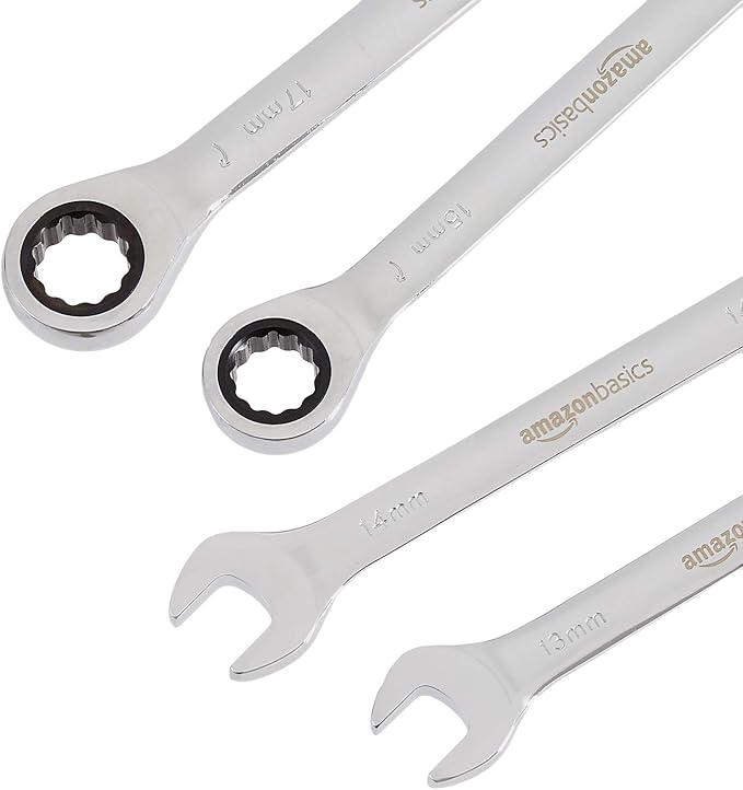 Amazon Basics Ratcheting Combination Wrench Set - Metric, 7-Piece