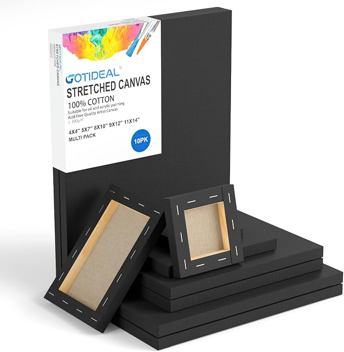 GOTIDEAL 10Pcs Black Stretched Canvases - Image 4
