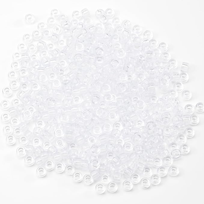 Gxueshan 1000 Pcs Acrylic Translucent White Clear Pony Beads 6x9mm Bulk - Image 2