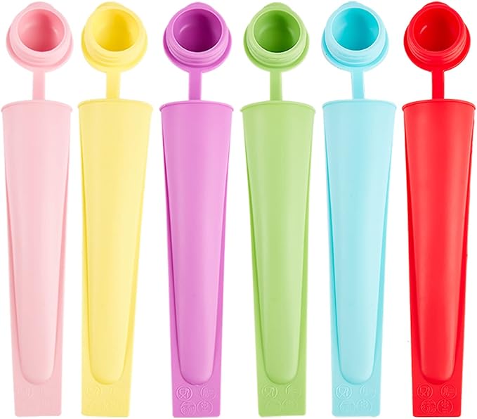 6Pcs Silicone Popsicle Molds w/Lids, Reusable Ice Pop Tubes by LHJJJL