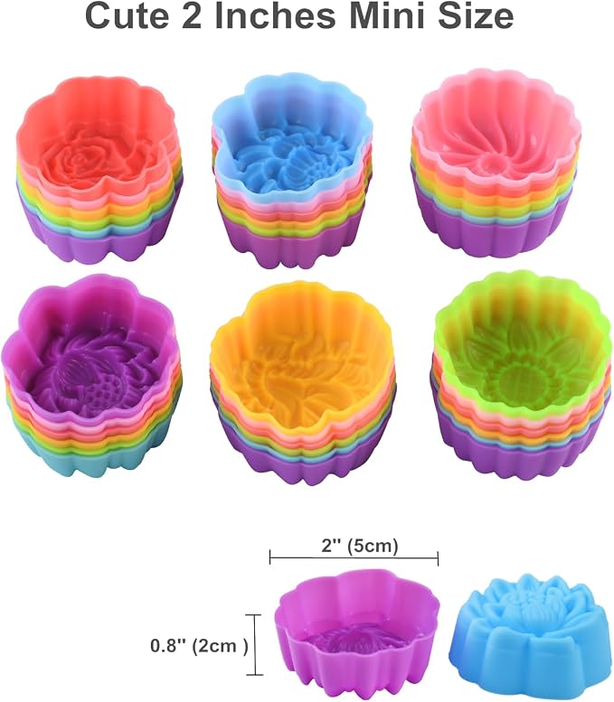 Reusable Silicone Baking Cups, 2 Inch Mini Size Silicone Cupcake Liners - Image 3