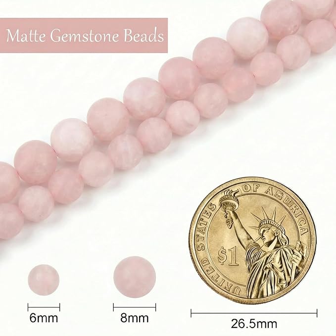 8mm Matte Rose Quartz Bead, 15-Inch Matte Round Loose Stone Beads - Image 3