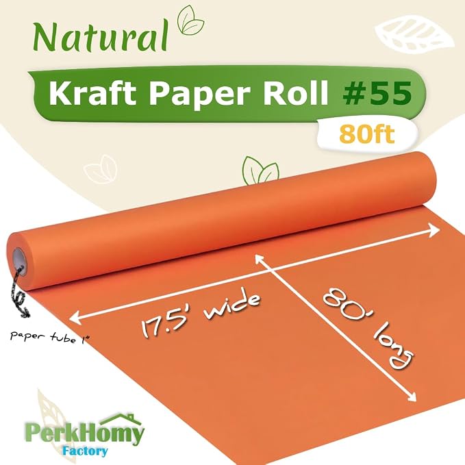 PerkHomy OrangeRed Kraft Paper Roll 17.5" x 960" - Image 2