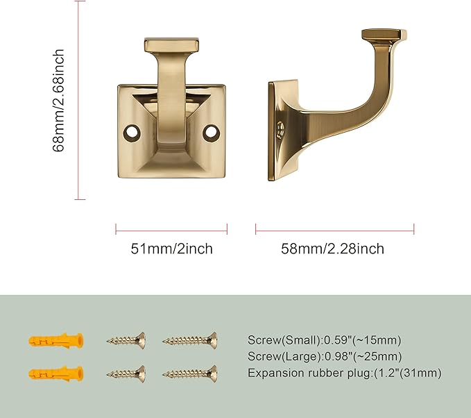 SAILING 3 Pack Coat Hooks - Champagne Bronze Robe Hooks Decorative Wall Hooks for Bathroom Bedroom Kitchen Towel Robe Clothes Cabinet Closet Bathroom Hardware