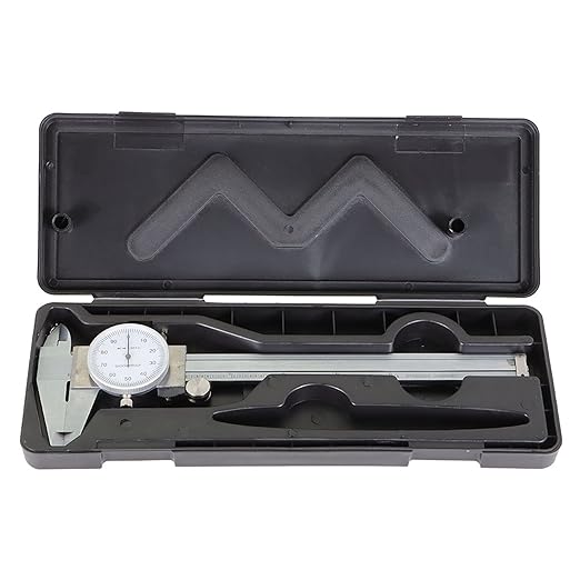 Stainless Steel 6-Inch Dial Caliper - Measuring Range 0-6 Inch for Internal and External Dimensions and Depth - Easy to Use Tool With Suitcase