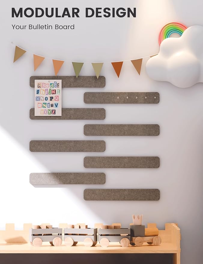 Fluxynara Cork Board Alternative Felt Strip Board 8-Pack 13"x2", Office Pin - Image 5