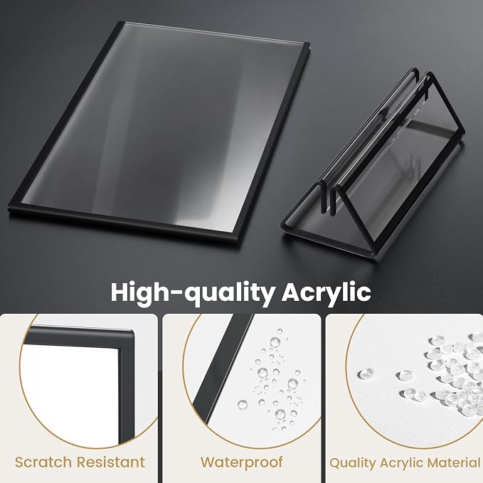 Acrylic Sign Holder 5X7 Double-Sided Black Picture Frame -6 Pack | Acrylic - Image 5