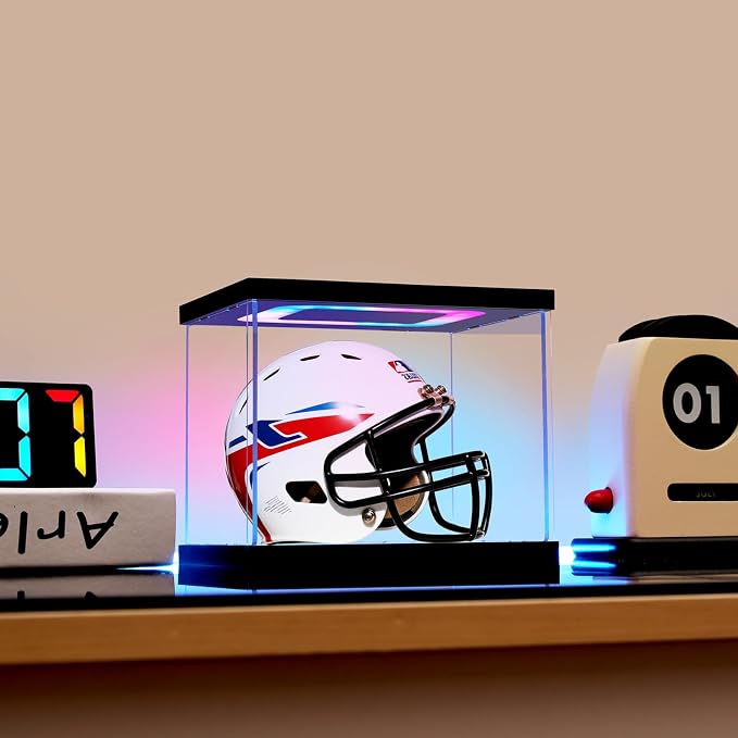 Mini Helmet Display Case with Light, Acrylic Clear 1/2 Football Baseball Helmet - Image 6
