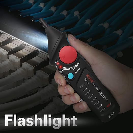 Bside Dual Mode Wire Tracker RJ11 RJ45 Network Cable Tester Toner Generator Network Cable Collation Ethernet LAN Line Finder with Flashlight