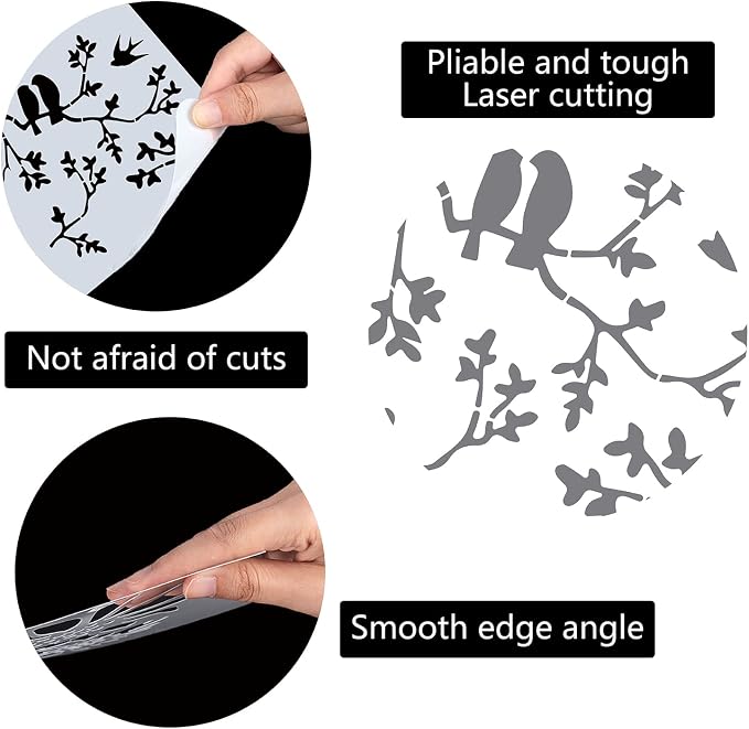 GORGECRAFT 12"X12"Birds on Branches Stencil Leaf Silhouette Templates Reusable - Image 3
