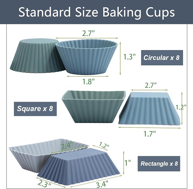 24Pack Silicone Muffin Cups, Reusable Cupcake Liners Molds - Image 4