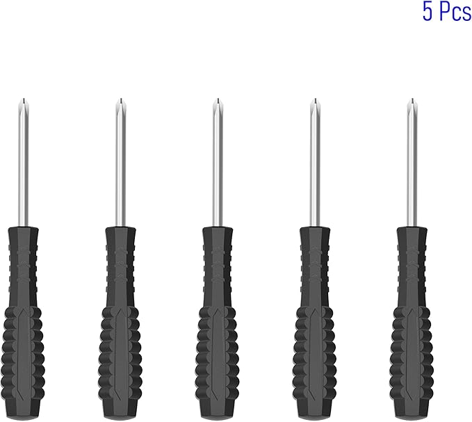 5PCS Mini Phillips Screwdriver, 5mm Cross Head with Black Non-slip Handle for Small Appliances, 5.71"(145mm) Total Length, Magnetic