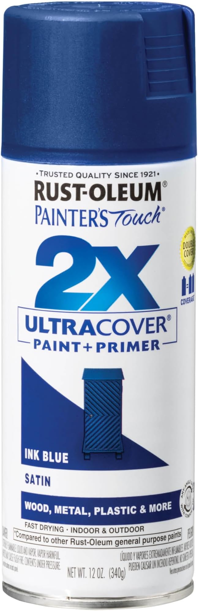 Rust-Oleum Painter's Touch 2X Ultra Cover Spray Paint, Satin Ink Blue | Indoor by Rust-Oleum