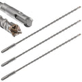 Concrete Drill Bit Lengthening 3pcs 1/4" X 12"-10" Cross-Type Double Thread Carbide Material Suitable for Brick, Cement Walls, Stone, Extra Long Hammer Drill Bits