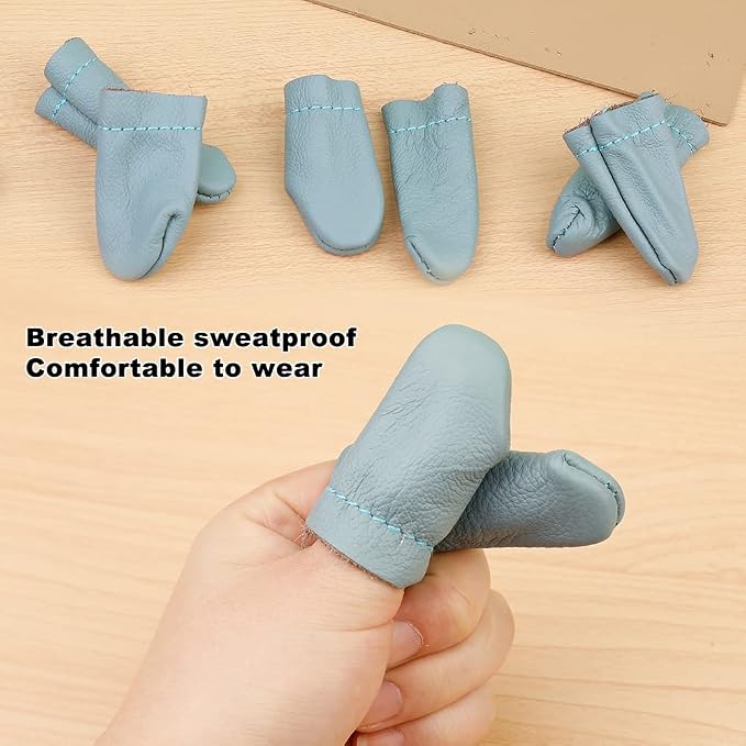 Mayboos 4 Pairs Leather Finger Protector Needle Felting Knitting Finger Thimble - Image 4